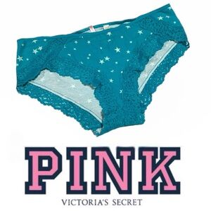 PINK Victoria's Secret Teal Star Lace Trim Panties - P182 Med